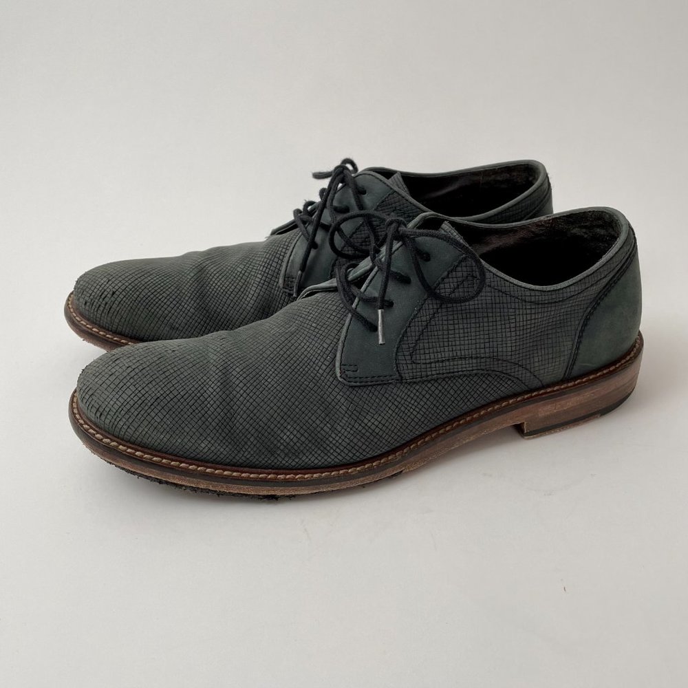 John Varvatos Leather Lace  Up Oxfords Derby Shoes, Grey Blue, Size 9